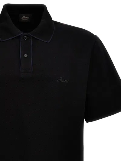 Shop Brioni Black Cotton Polo Shirt