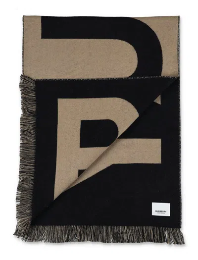 Shop Burberry Logo Wool Scarf In Archive Beige