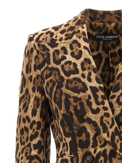 Shop Dolce & Gabbana Animal Print Double-breasted Blazer In Multicolor