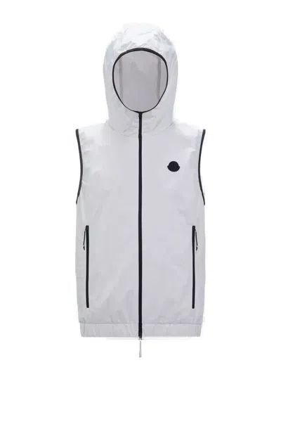 Shop Moncler Vests In Open Grey