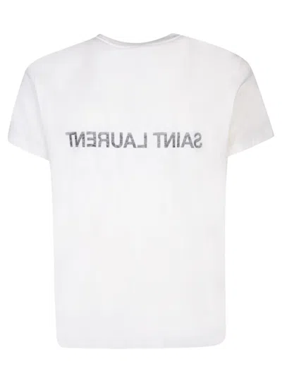 Saint Laurent Reverse Logo T-shirt 'naturel/noir' In Black