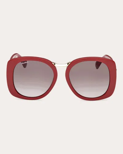 Shop Max Mara Women's Shiny Bordeaux Bridge Oversized Round Sunglasses In Red