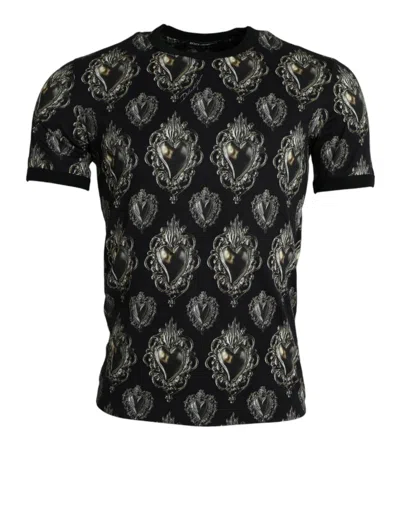 Shop Dolce & Gabbana Black Sacred Heart Cotton Crew Neck T-shirt