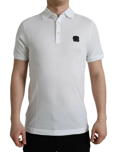 Shop Dolce & Gabbana White Logo Collared Short Sleeve T-shirt