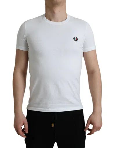 Shop Dolce & Gabbana White Logo Crest Crew Neck Underwear T-shirt