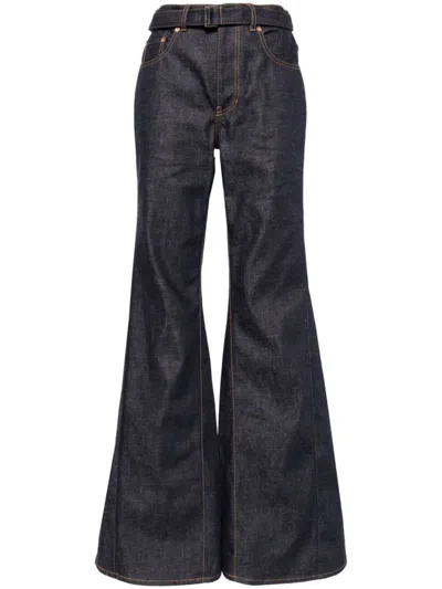 Sacai Mid-rise Flared Jeans In Blue