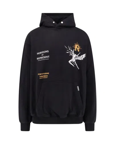 Shop Represent Cotton Sweatshirt With Icarus And Logo Print