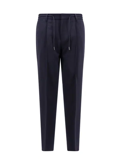 Shop Hugo Boss Virgin Wool Trouser With Elastic Waistband