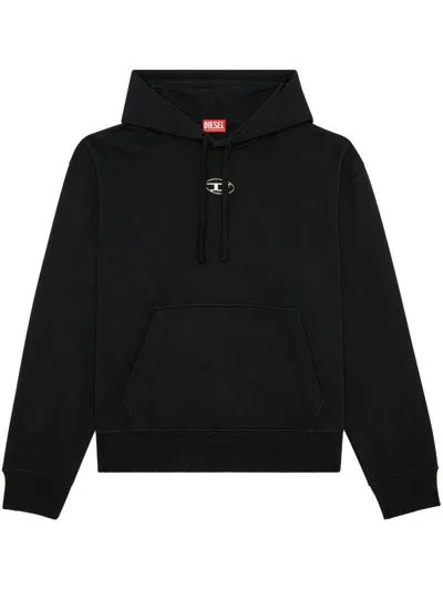 Shop Diesel S-macs-hood-od Oversized Hoodie With Metallic Logo In Black