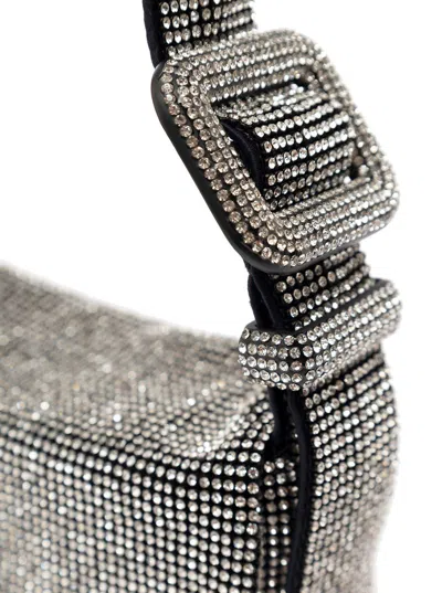 Shop Benedetta Bruzziches 'vitty La Mignon' Silver Shoulder Bag With Gem Embellishment In Rhinestone Mesh Woman In Grey