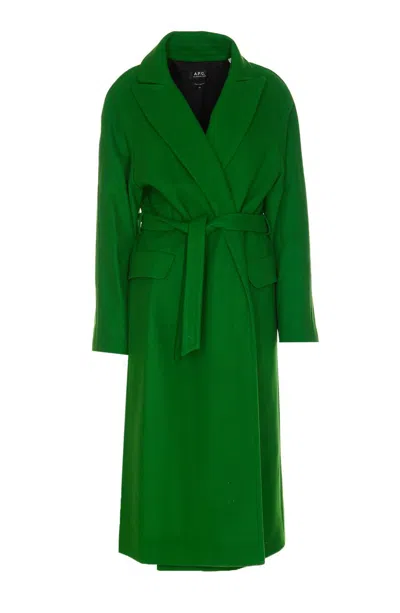 Shop Apc A.p.c. 'florence' Coat In Green