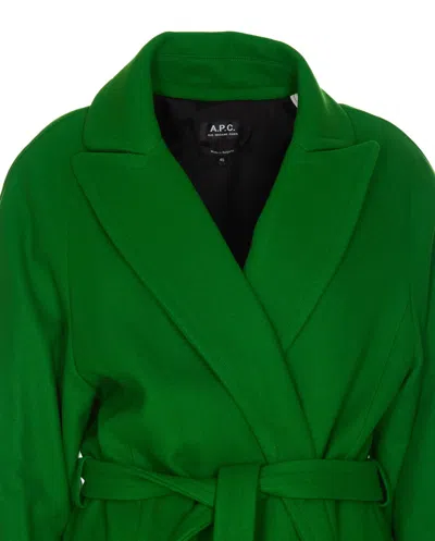 Shop Apc A.p.c. 'florence' Coat In Green