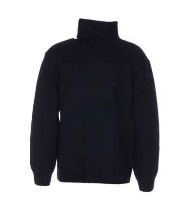 Shop Apc A.p.c. Walter Turtleneck Sweater In Blue Wool In Dark Navy/camel