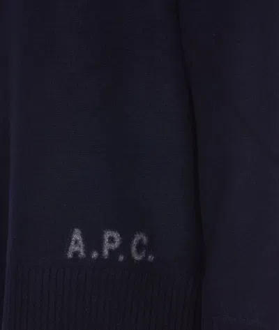 Shop Apc A.p.c. Walter Turtleneck Sweater In Blue Wool In Dark Navy/camel