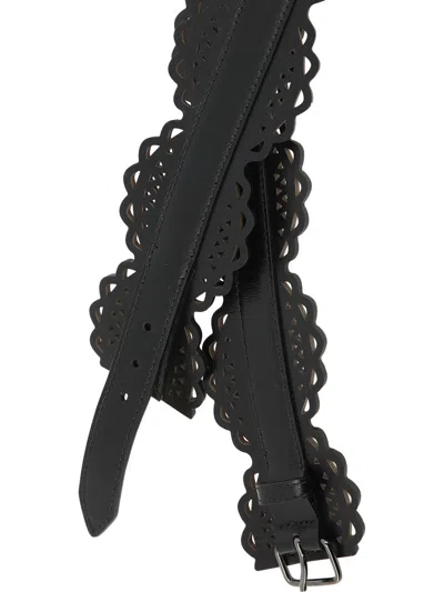 Shop Alaïa Leather Bustier Belt In Noir