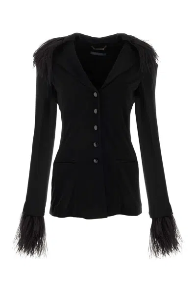 Shop Alberta Ferretti Jackets And Vests In Black