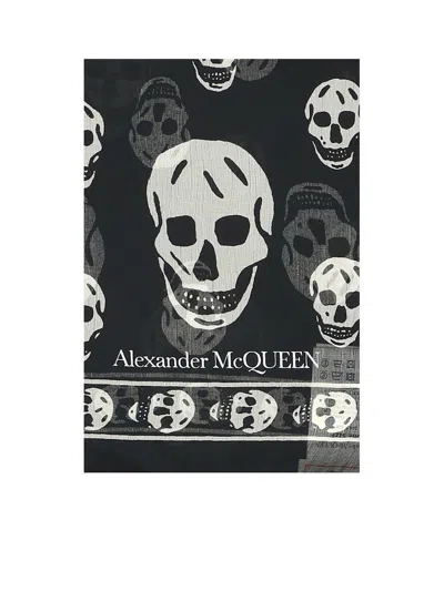 Shop Alexander Mcqueen Scarves And Foulards In Black/ivory