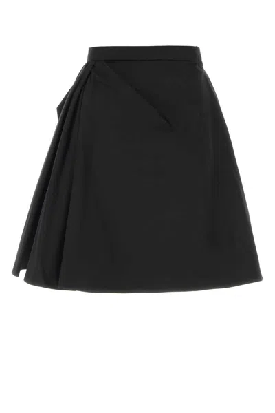 Shop Alexander Mcqueen Cotton Skirt In Black