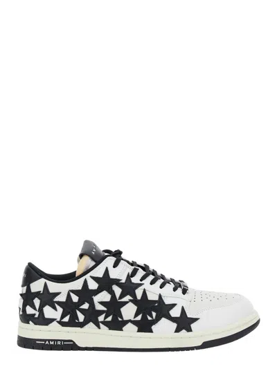 Shop Amiri Black And White Low Top Sneakers With Stars In Leather Man