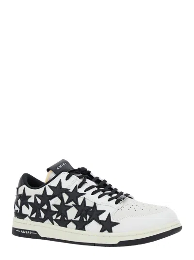 Shop Amiri Black And White Low Top Sneakers With Stars In Leather Man