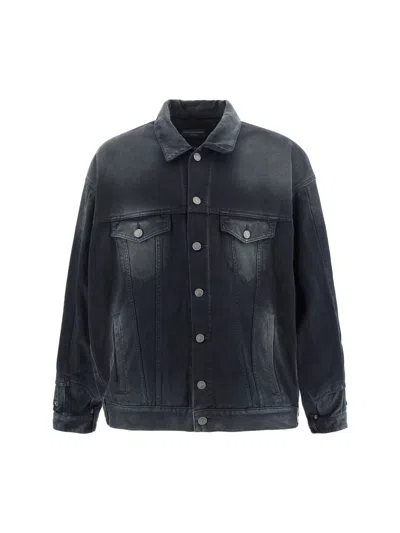 Shop Balenciaga Jackets In Sunbleached Black