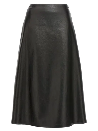 Shop Balenciaga Leather Midi Skirt In Black