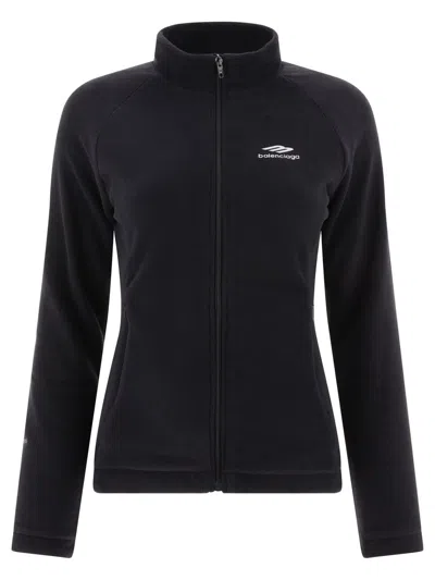 Shop Balenciaga Zip-up Sweatshirt With Logo In Black