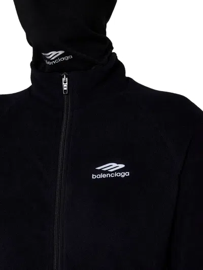 Shop Balenciaga Zip-up Sweatshirt With Logo In Black