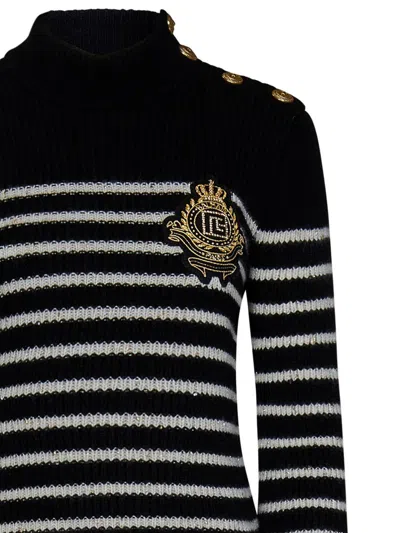 Balmain Sweaters In Black/natural