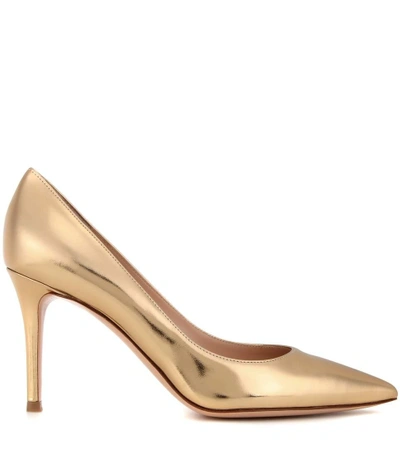 Shop Gianvito Rossi Gianvito 85 Metallic Leather Pumps In Gold