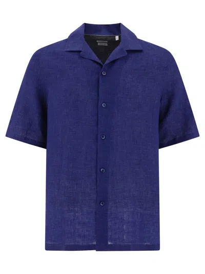 Shop Brunello Cucinelli Linen Chambray Shirt In Blue