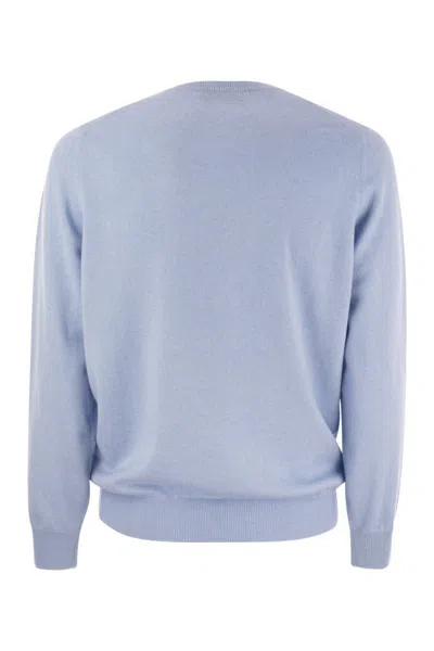 Shop Brunello Cucinelli Pure Cashmere Crew-neck Sweater In Blue