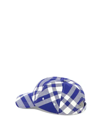 Shop Burberry Check Baseball Cap In Blue