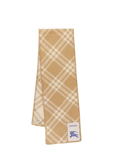Shop Burberry Archive Beige Wool Check Scarf