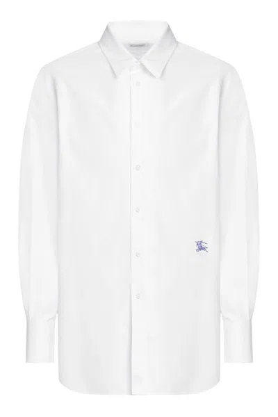 Shop Burberry Cotton Poplin Shirt In White