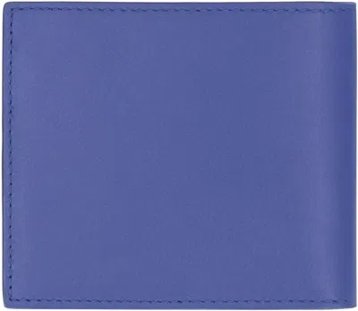 Shop Burberry Leather Flap-over Wallet In Blue