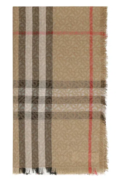 Shop Burberry Wool And Silk Scarf In Archive Beige