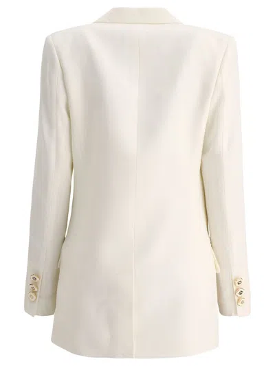 Shop Casablanca Silk Blend Double Breasted Blazer In White
