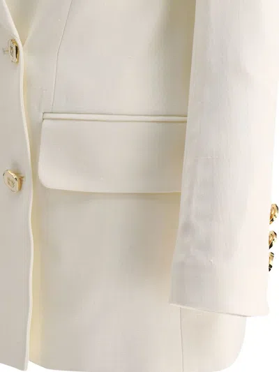 Shop Casablanca Silk Blend Double Breasted Blazer In White