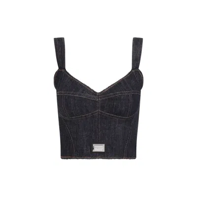 Shop Dolce & Gabbana Bustier Denim Clothing In Blue