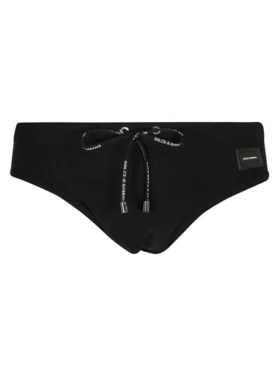 Shop Dolce & Gabbana Logo Swim Briefs In Black