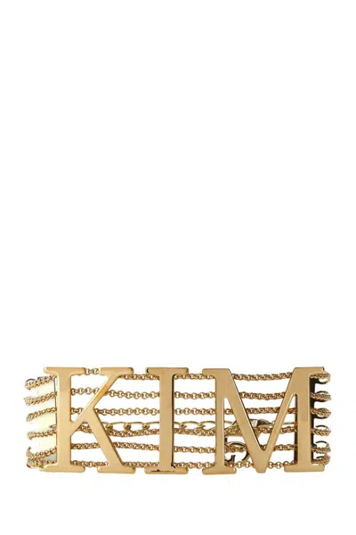 Shop Dolce & Gabbana 'kim' Gold-colored Multi-chain Chocker In Brass Woman In Grey