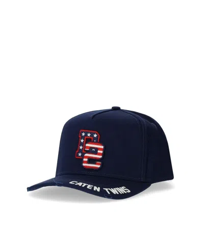Shop Dsquared2 Navy Cotton American Baseball Cap In Blue