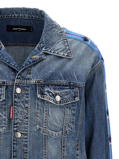 Dsquared2 Blue Jacket With Distressed Effect And Logoed Metal Buttons In Denim Man In 470