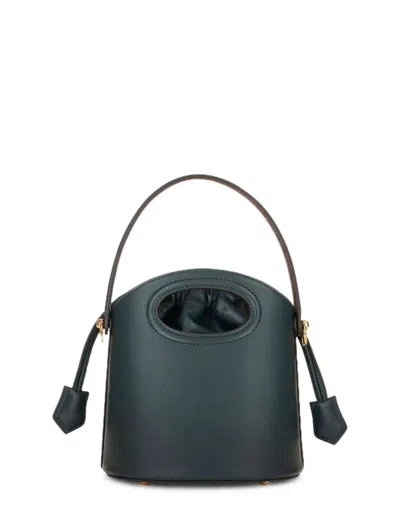 Shop Etro Small 'saturno' Green Leather Bag In Blue
