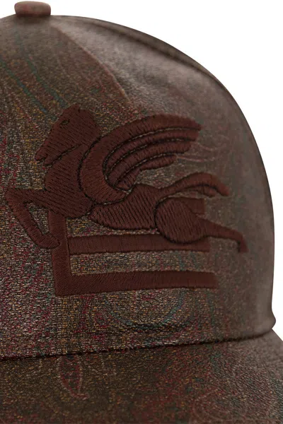 Shop Etro Baseball Cap With Logo In Brown
