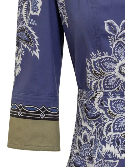 Shop Etro Long Dress With Print In Blue