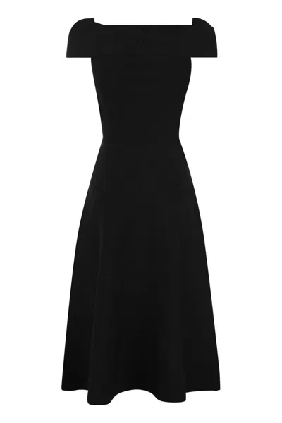 Shop Fabiana Filippi Midi Dress With Straight Neckline In Black