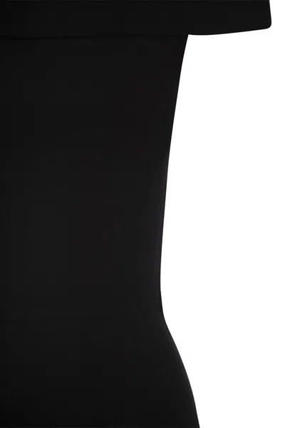 Shop Fabiana Filippi Maxi Black Dress With Flared Skirt In Viscose Blend Woman