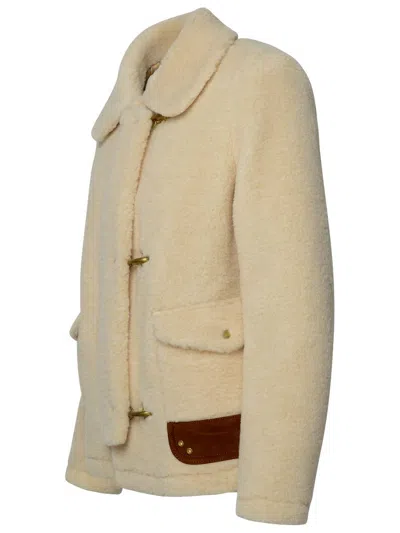 Shop Fay 3-hook Fleece Jacket In Cream